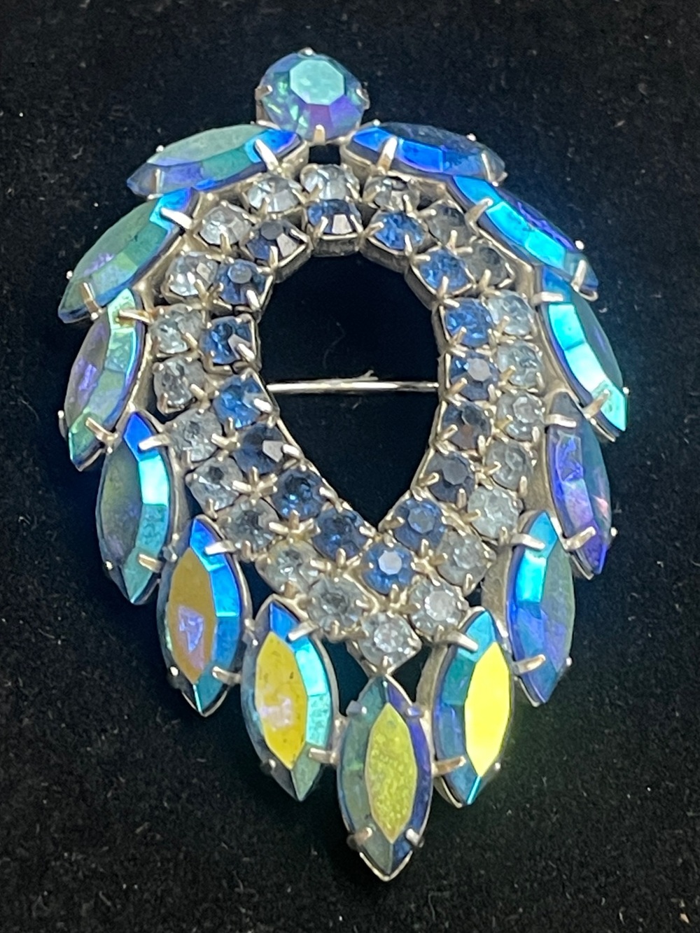 Vintage Sarah Coventry Blue Lagoon Juliana D&E AB Rhinestone Brooch 1960s